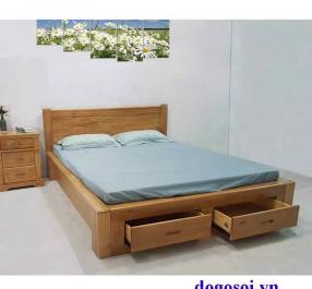 Giường ngủ gỗ sồi mỹ 2 hộc kéo đuôi.