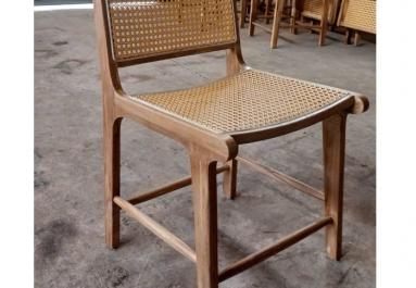 Ghế ăn gỗ teak tựa may mắt cáo